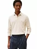 Tommy Hilfiger Herren Poloshirts Langarm in Regular Fit mit Stretch und Bio-Piqué-Baumwolle, Heathered Oatmilk, X-Klein