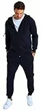 Björn Swensen Jogginganzug Herren Baumwolle Jogging Anzug Trainingsanzug Sportanzug Jungen Jogginghose Sweatjacke Männer BS-3501 Dunkel Blau Small