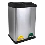 MSV Mülleimer Mülltrennsystem 40 L (2x20 Liter) mit Inneneimer große Abfallbehälter Abfalleimer Treteimer Edelstahl