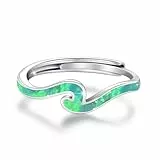 TRISHULA Wave Ring 925 Sterlingsilber Damen Ozean Wellenring Verstellbarer Opal Ring für Frauen und Männer Ozean Schmuck Weihnachts Geschenke