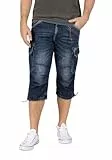 Timezone Herren 3/4 Cargo Jeans Loose MILESTZ Short Mid Waist Loose Fit - Blau, Größe:W 34, Farbe:3444-30049 Rough Navy Wash