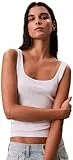 Calvin Klein Damen Tank Top CK Rib Rundhalsausschnitt, Weiß (Bright White), M