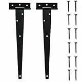 2 STK T-scharniere Schwerlast Scharniere, T Scharniere Schwarz Außen, 300mm Türscharniere Klappbar Kreuzgehänge, T-förmige Scharniere Metall Schwarz für Holztür Gartentor Fenster, mit Schraube