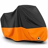 Favoto Motorrad Abdeckplane Outdoor Orange - Roller Motorradabdeckung Wasserdicht Staubdicht UV-Schutz mit Schlossloch Winddichte Schnalle Oxfordstoff XL 220cmx105cmx125cm