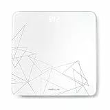 Medisana PS 437 digitale Personenwaage bis 180 kg, Badezimmerwaage aus Glas, unsichtbarem LED-Display, Motivwaage, 'Step-On'-Einschaltung, Silver Lining