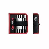 Wiha Schraubendreher mit Wechselklingen Set SYSTEM 6 (27713), 13 tlg. für tiefliegende Schrauben, Innensechskant/Kreuz/TORX/Schlitz inkl. Rolltasche