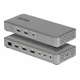 StarTech USB4 Dockingstation, treiberloser Dual 4K für macOS und Windows, Universelles USB-C Dock mit 100W Ladefunktion und 2,5GbE