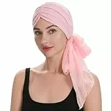 ZLYC Damen Sommer Kopftücher Bedruckt Turban Kopfbedeckung, Solid Pink, Einheitsgröße