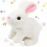 Hopearl Hüpfendes Kaninchen Interaktives elektronisches Haustier Plüschhasenspielzeug mit Geräuschen Bewegungen Animiertes Gehen Wackeln Ohren Zucken Nase Geschenk für Kinder, 18cm