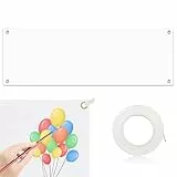 OMJMYY Großes Banner Weiß 300 x 100 cm, Leeres Banner mit 10 m Hängendem Seil, Polyester Lackierbar für DIY Painting, Hochzeit, Geburtstag, Partys, Outdoor