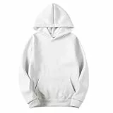 UHouse Herren Hoodie Leichte Kapuzenpullover Sport Hoody Männer Freizeit Pullover Dünne Sweatshirt mit Kapuze Bequeme Kapuzenpulli Einfarbig Mode Pulli Herbst Kleidung Weiß M