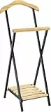 HAKU Herrendiener Schlafzimmer stummer Diener mit Schuhablage Metall schwarz und Massivholz natur - Maße: B 45 x H 110 x T 45 cm, Style: Traditional