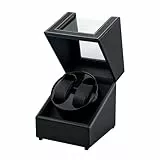 Mcbazel Uhrenbeweger 2 Uhren, Watch Winder für Herren und Damen USB-DC Aufladung Uhrenbeweger Automatik TPD 970-2430 Zwei Wickelschwingmodi für Automatikuhren PU Leder - Schwarz