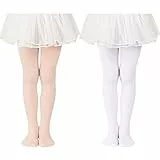 Durio Strumpfhose Mädchen Elastisch Babystrumpfhose Ballettstrumpfhose Tanzstrumpfhose Anti-Rutsch Weiß u. Pink 3-6 Jahre (Tag Size M)