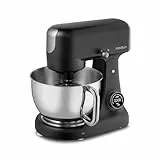 MEDION Küchenmaschine (Fleischwolf, 4,6 L Edelstahlschüssel, leiser Gleichstrommotor, 800 Watt, Reiben Raspeln Schneiden, Digitales Sensor Touch Display, Knetmaschine, Teigmaschine, MD12600) schwarz