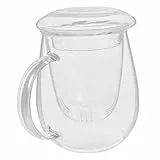 MOLUCKFU Hochborosilikat Teetasse Mit Sieb Und Deckel Multifunktionale Teetasse Für Blüten Und Kräutertees Transparent Für Zuhause Und Büro