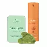 Plantifique Vitamin C Serum Gesicht Korean Skin Care - Gesichtspflege Pigmentflecken, 30 ml & Jade Gua Sha Stein für Gesichtsmassage - Massagesteine für die Lymphdrainage
