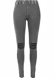 Urban Classics Damen Ladies Cutted Knee Legging, Dunkelgrau (Acid Black 706), L EU