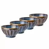 BUTLERS Schüssel 850ml 4er Set Salatschüssel BERGAMO Steinzeug Geschirr Bowl-Schüssel | Servierschüssel Obstschale Teller tief | Geriffelt & mediterran | Mikrowellen- & spülmaschinenfest