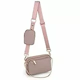 UTO Umhängetasche Damen 3 in 1 Crossbody Bag Damen Breiter Gurt mit Münzbeutel Handtasche mit Abnehmbarem Kette Schultertasche mit Abnehmbarer Verstellbarer Schultergurt Kleine Tasche Leder Stylisch