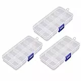 EXCEART 3 Stücke Sortimentskasten Klein Sortierboxen Kunststoff Transparent Aufbewahrungsbox 10 Fächer Einstellbar Kleinteile Sortimentsbox mit Deckel für Schrauben Nägel Perlen Ohrringe