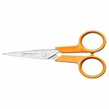 Fiskars Classic Handarbeitsschere, Rechts- und Linkshändig, Gesamtlänge: 13 cm, Verbesserte Griff-Ergonomik, Rostfreie Stahl-Klinge/Kunststoff-Griffe, Orange, 1075057
