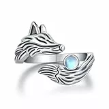 Fuchs Ringe 925 Sterling Silber Mondstein Fuchs Offener Ring Tier Fuchs Verstellbarer Ring Fuchs Schmuck Geschenk für Damen Mädchen Frauen