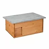 Relaxdays Igelhaus, Bausatz, Igelbau mit Boden, Rattenklappe & Labyrintheingang, Holz, HxBxT: 21 x 46 x 34 cm, orange