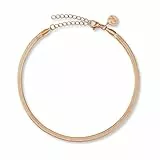 GD GOOD.designs Fußkettchen für Damen - Flache Schlangenkette (3mm) in 18K Roségold I Wasserfest & Verstellbar (22-27cm) - Rosegoldene Fußkette aus 316L Edelstahl