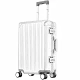 Travelhouse Tokyo 100% Aluminium Handgepäck Koffer 55 cm, 41,5 L, 2 TSA-Zahlenschlösser, 4 Silent-Move-Doppelrollen, ohne Reißverschluss, Silber