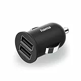 Hama Auto Ladegerät USB 12 W/2,4 A (2-fach Ladeadapter für Zigarettenanzünder USB-A 2 x 5 V, Mini USB-Ladegerät, Doppel-Ladeadapter für Kfz, 2-fach USB-Netzteil für Handys u.v.m.) schwarz