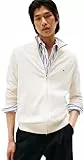 Tommy Hilfiger Herren Pullover mit Reißverschluss Essential Cotton Zip Thru Stehkragen, Elfenbein (Ivory Petal), L