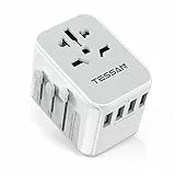 TESSAN Reiseadapter Weltweit, Universal Adapter mit 4 USB A und 1 AC Steckdose, Reisestecker Steckdosenadapter für USA England Japan Thailand Australien, Stromadapter Internationaler