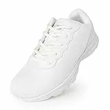 Knixmax Outdoor Walkingschuhe für Damen und Herren – atmungsaktive Sneaker für breitere Füße mit breiter Zehenbox leichte Komfortschuhe Weiß(Leichter Blaustich) EU47