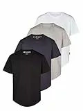DENIMFY Tshirt Herren lang geschnitten Set 100% Baumwolle Regular Fit DFPaco 4er Pack Basic Rundhals Kurzarm Sommer Tee Shirt, Größe:XXL, Farbe:Pack 3
