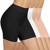 SIHOHAN Radlerhose Damen kurz, Unterhosen mit Bein Boxershorts Damen Kurze Leggings Shorts, Unterziehhose Hose unter Kleid Radler Unterwäsche, hohe Taille und Bequem(Schwarz+weiß+beige+rosa,S)