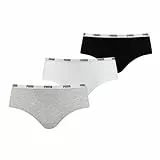 PUMA Hipster , Hipster Höschen Damen, Weiß/Grau/Schwarz, XL , 3er Pack