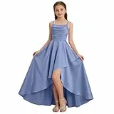 XINYUNZU Kleider Mädchen A-Linie Kleid Festlich Leichte Sommerkleid Lang Trägerkleid Abendkleider Festliches Mädchenkleider Ballkleid Freizeitkleid Kinder Dress Elegante Kinderkleider Blau 9-10 Jahre