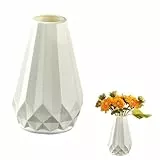 Unzerbrechliche Blumenvase PE Plastik Blumenvasen Langlebige dekorative Blumenvase Kleine weiße rosa Vase Kreative Blumenarrangement Behälter für Home Decor Wohnzimmer Tisch (Weiß)