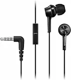 Panasonic RP-TCM115E-K Kabelgebundene In-Ear Kopfhörer mit Mikrofon, Ohrkanalhörer, individuell anpassbare Ohrstücke, 1,2 Meter langes Kabel, 3,5-mm-Klinkenstecker, Schwarz