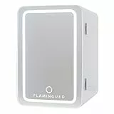 Flamingueo Kühlschrank Klein 6,5L - Kühlschrank Led und Spiegel, 12V/220V, Skincare Fridge, Mini Fridge, Kosmetik Kühlschrank, Skincare Kühlschrank