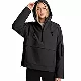 PUFFIT Damen Wasserdichte Regenjacke mit Kapuze, Oversized Leicht Atmungsaktive Windbreaker Jacke, Kapuzenpullover für Frauen Fahrrad Sport Outdoorjacke