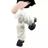 Muorruo Flauschige Leg Warmers, Lange Furry Stulpen, beinstulpen, Warme Fur Boots Abdeckungen für Frauen und Mädchen für 80er Party, Festival, Cosplay und den Winteralltag (Weiß)