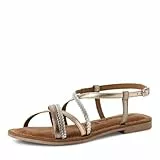 Tamaris Damen Sandalette Leder flach, beige, 40 EU