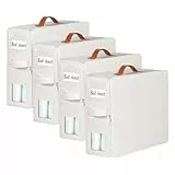 Syeeiex Bettwäsche Aufbewahrung, Faltbare Bettwäsche Organizer Set für Kleiderschrank mit Reißverschlüsse & Fenster, Oxford Aufbewahrungstasche für King&Queen Size Bettlaken, Decken bezüge, Beige