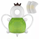 Vicloon Baby Kopfschutz, Verstellbare Schutzkissen Baby, Atmungsaktive Baby Head Schutzpolster für Kinder 4-24 Monate, Einstellbare Säugling Kissen Rucksack mit Knieschützer (Grüne Schildkröte)