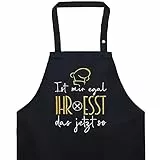 EXPRESS-STICKEREI Schürze Männer/Damen mit lustigem Spruch Ist mir egal - ihr esst das jetzt verstellbare Kochschürze mit Tasche Grillschürze bestickte Latzschürze Herren Küchen Schürze Geschenk
