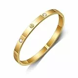 GILIEYER Edelstahl Armband - Klee, Liebe und Freundschaft, Cubic Zirkonia Kreuz, Fashion Mode (19, Kreuz-Gold)