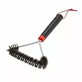 Weber Grillbürste - Dreiseitig kurz, 30cm lang, perfekter Allrounder, mit rutschfesten Komfortgriff, langlebigen & rostfreien Edelstahlborsten, für alle Grillarten geeignet - Schwarz (6277)