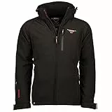 Geographical Norway Herren Herbst Winter Softshell Jacke - Regen Outdoor Übergangs FVS Production H-H, Farbe:Schwarz, Größe:XL